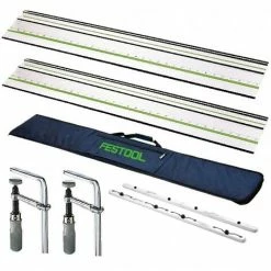 Festool 2 X 491498 1400mm Guide Rails & Rail Bag + Connector & Clamps