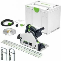 Festool TS 55 FEBQ-Plus 160mm Circular Plunge-Cut Saw 240V With Guide Rail & Clamp Set